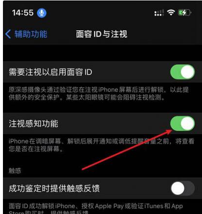 濉溪苹果14维修网点分享iPhone14注视感知功能有什么用 